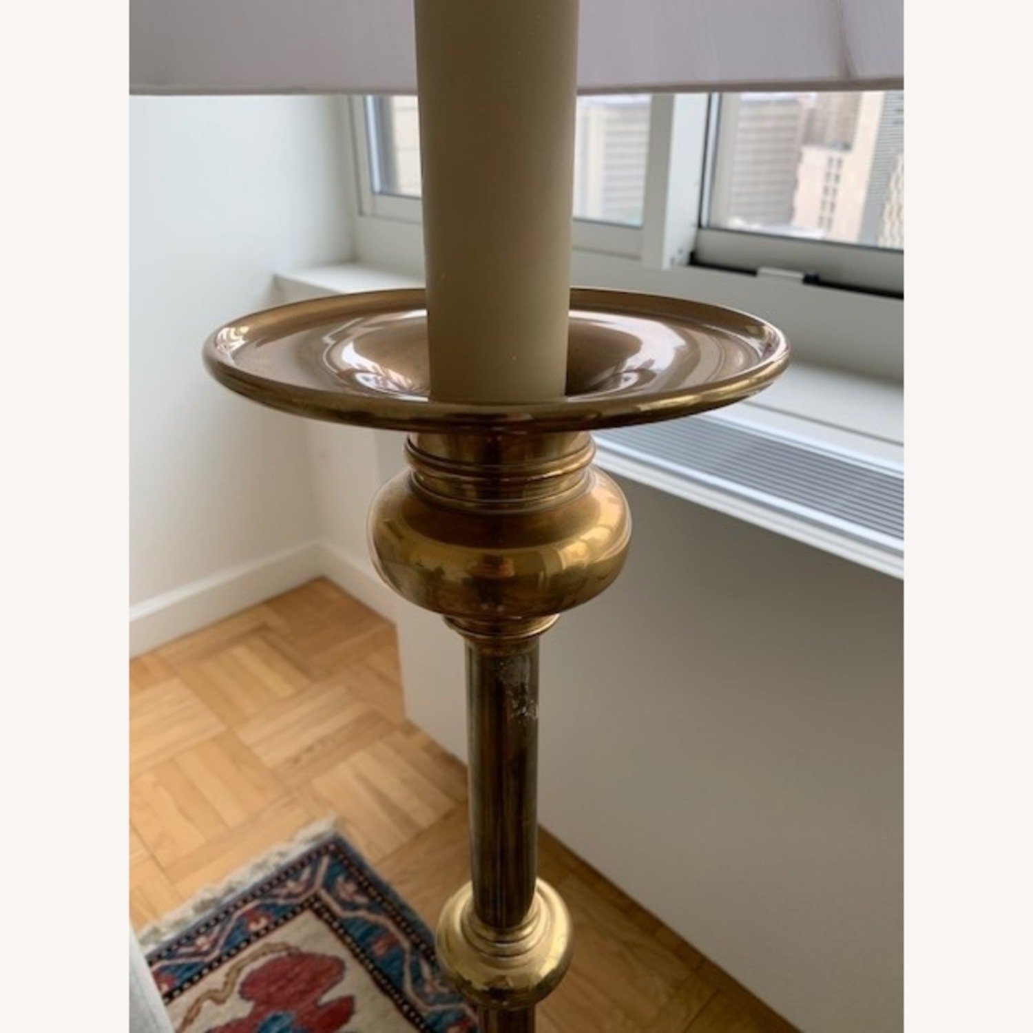 English Castle Brass Candle Floor Lamp - image-3