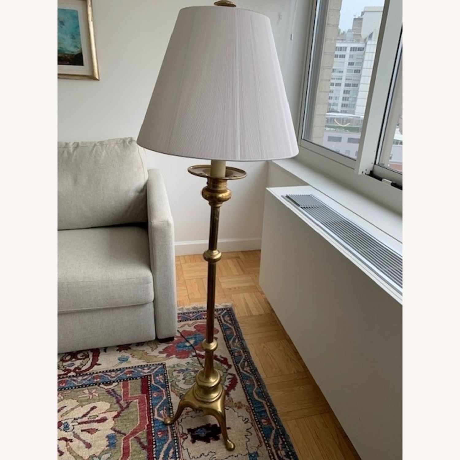 English Castle Brass Candle Floor Lamp - image-2