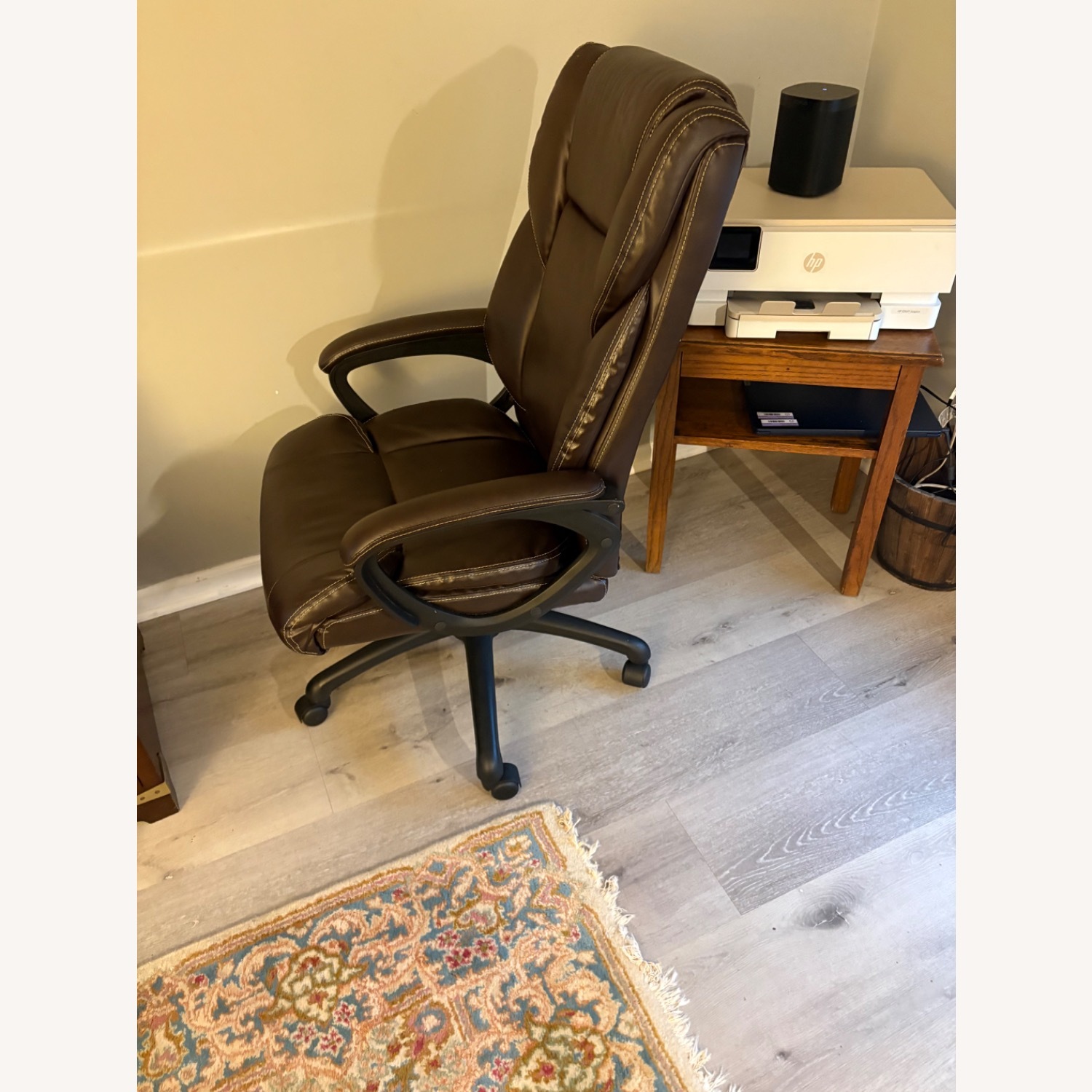 Staples Dark Brown Leather Office Chair - image-3