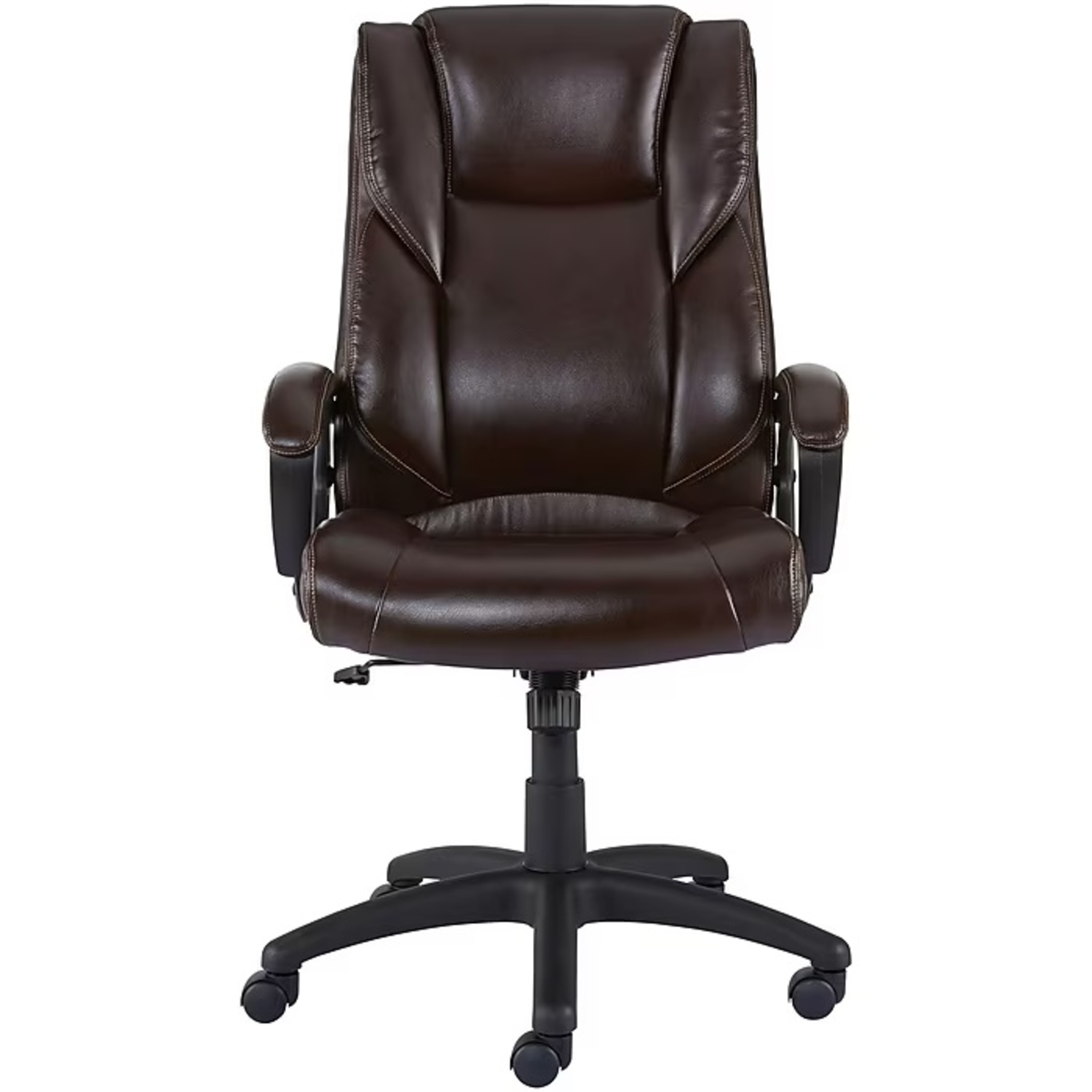 Staples Dark Brown Leather Office Chair - image-4