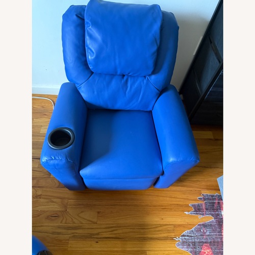 Used Flash Contemporary Kids Blue Faux Leather Recliner for sale on AptDeco