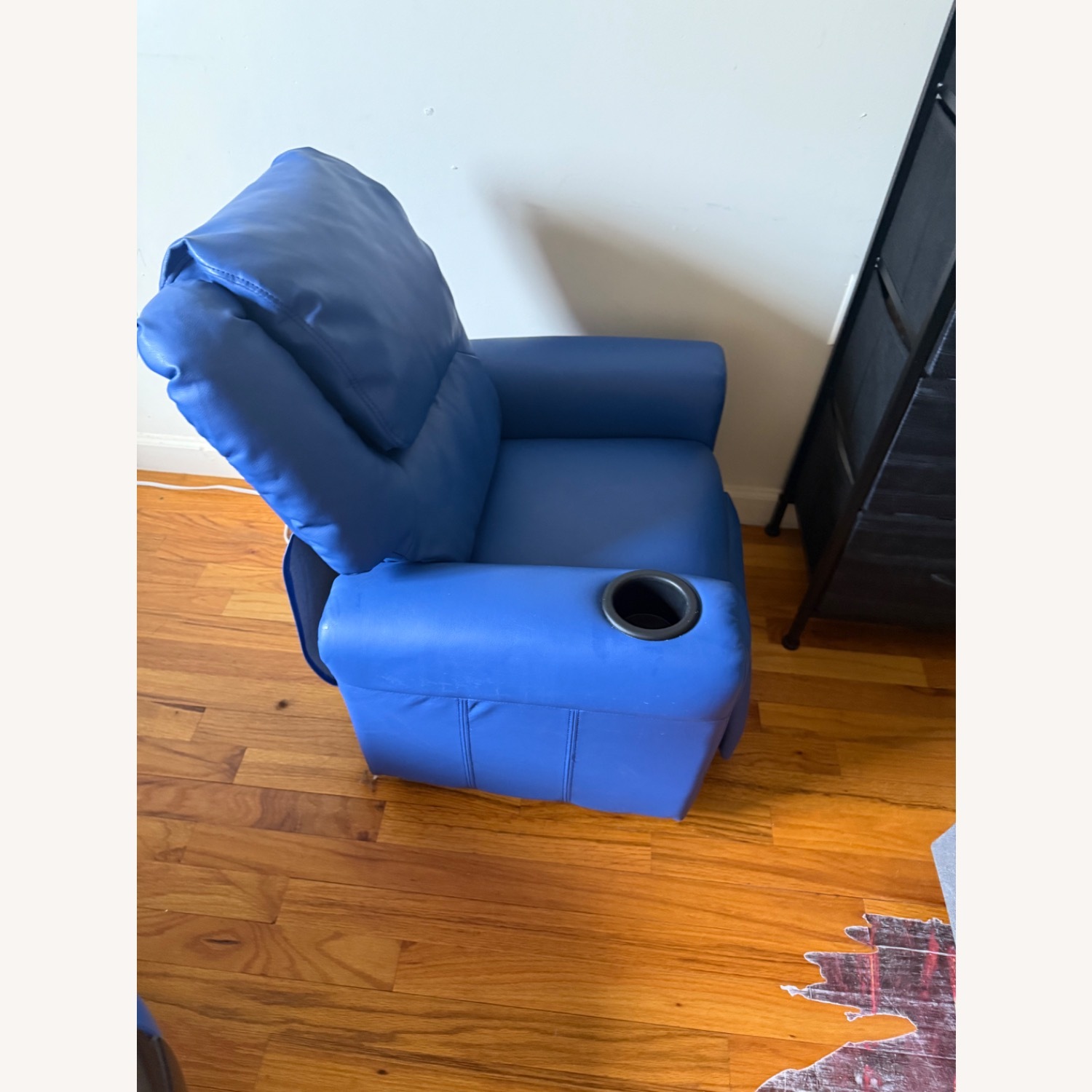 Flash Contemporary Kids Blue Faux Leather Recliner - image-3