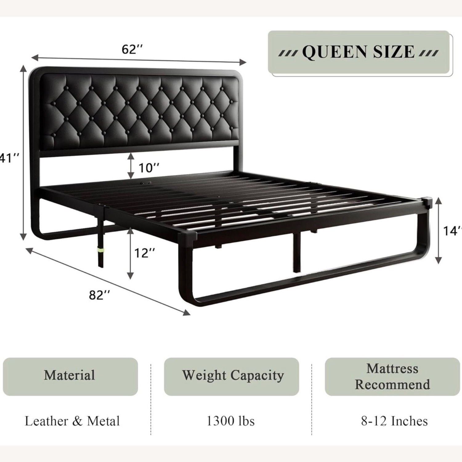 Vintage/Antique Black Stainless Steel Queen Bed - image-2