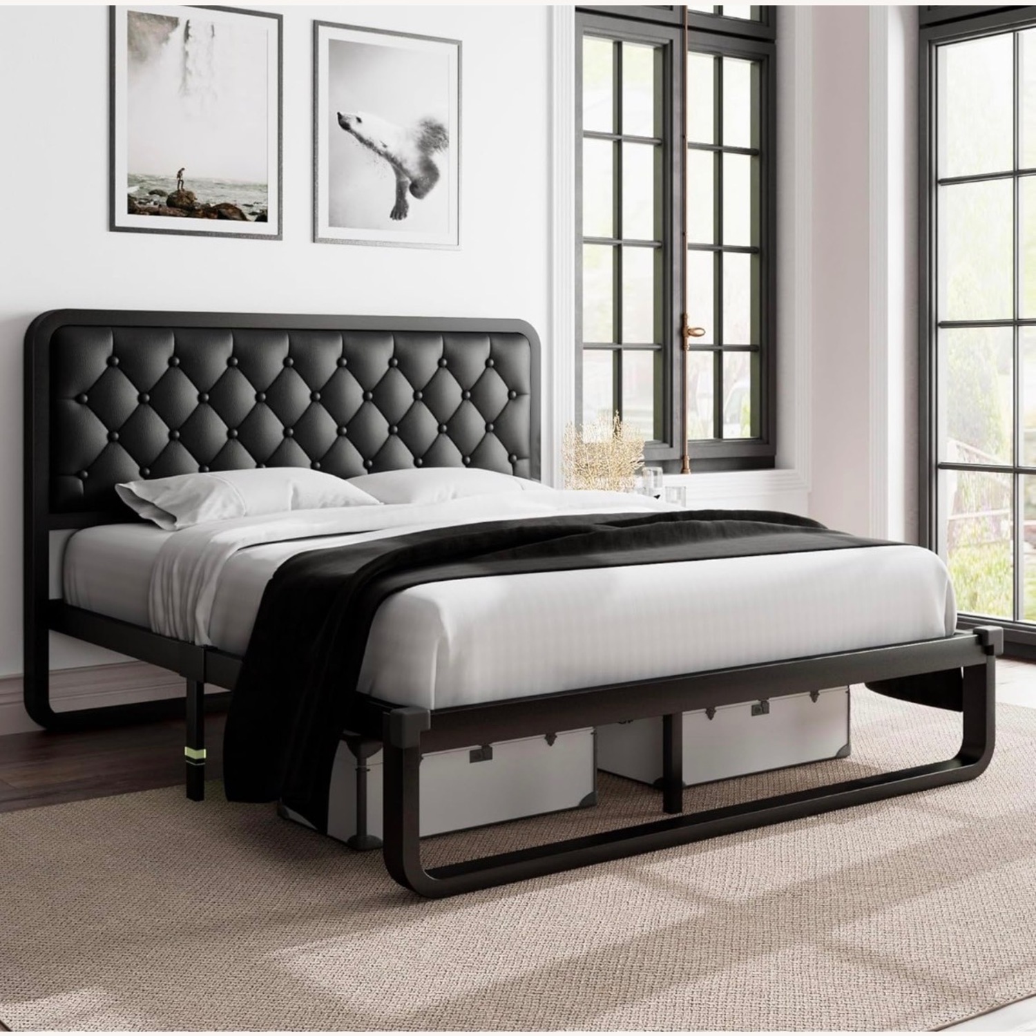 Vintage/Antique Black Stainless Steel Queen Bed - image-3