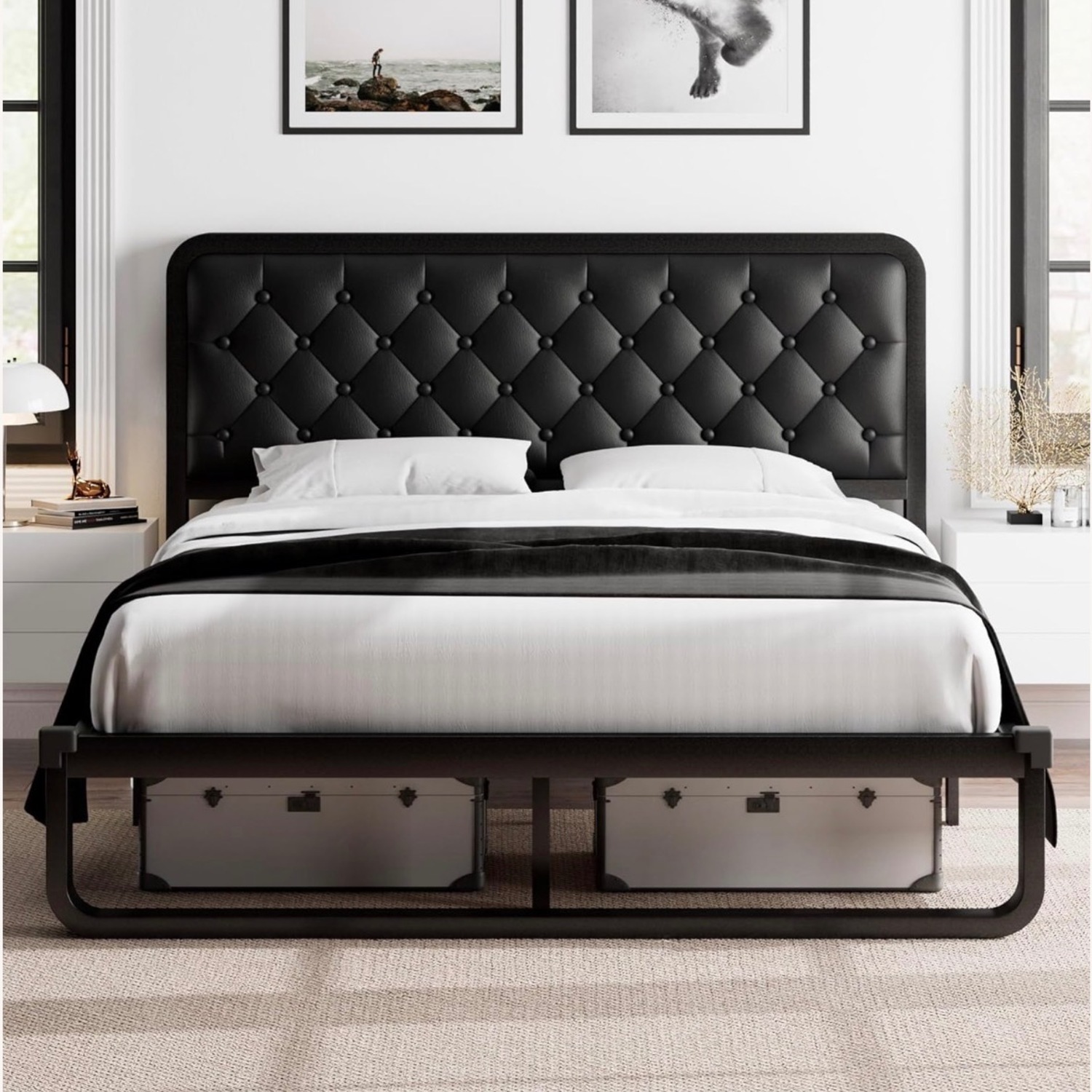 Vintage/Antique Black Stainless Steel Queen Bed - image-1