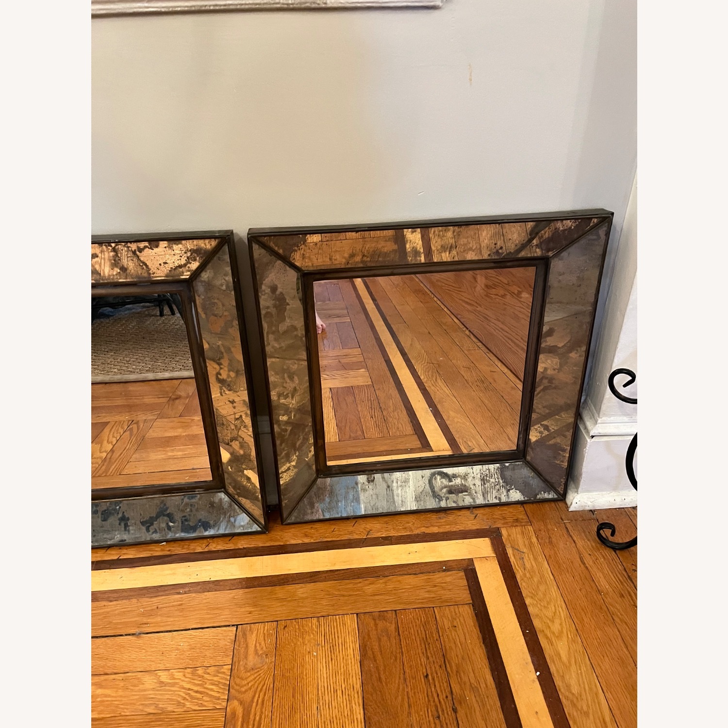 Crate & Barrel Dubois Silver Metal Wall Mirror - image-2