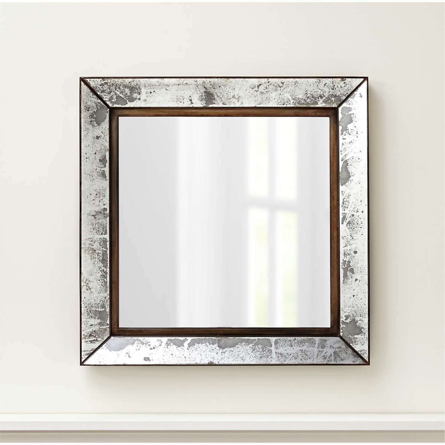 Crate & Barrel Dubois Silver Metal Wall Mirror - image-4