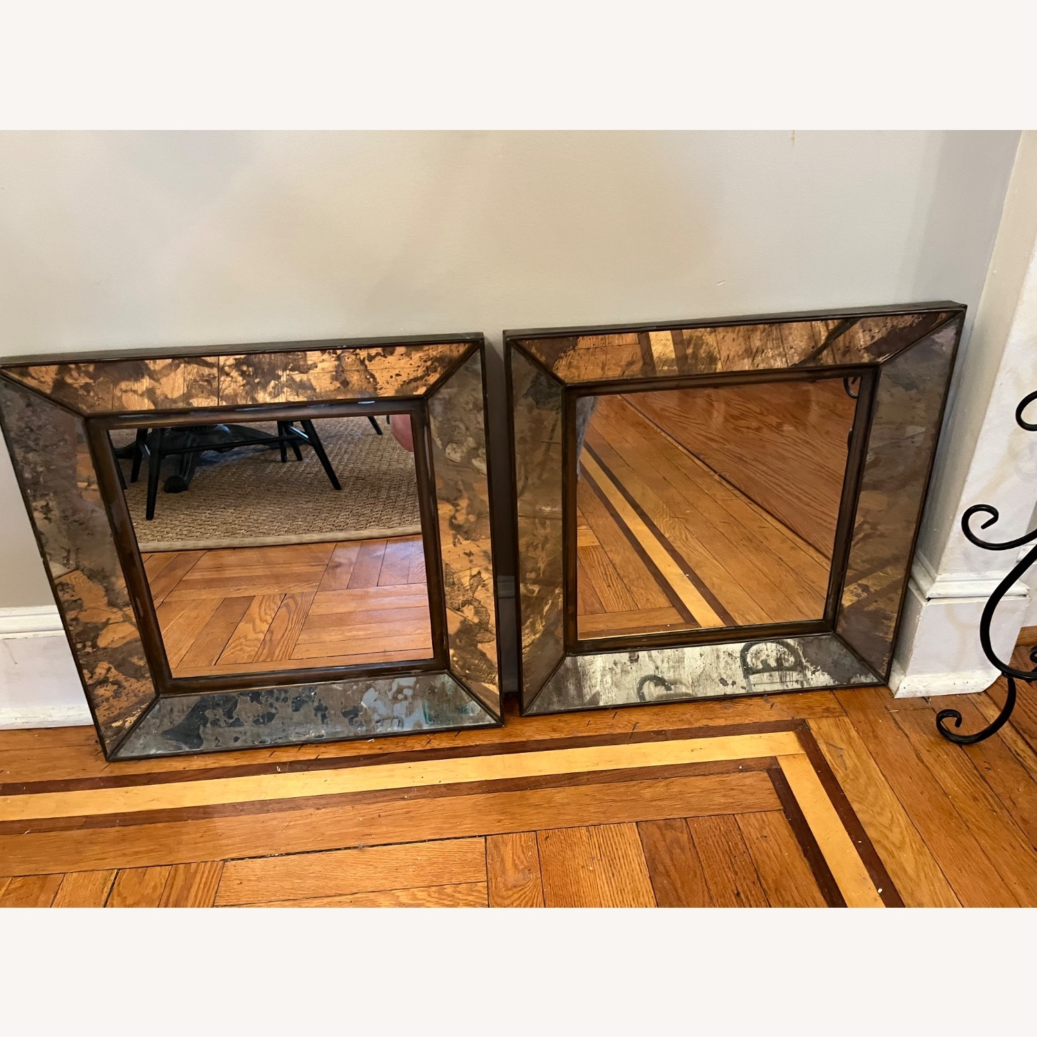 Crate & Barrel Dubois Silver Metal Wall Mirror - image-1