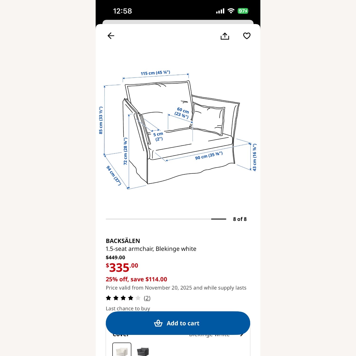 IKEA BACKSÄLEN 1.5 Seat Comfort Armchair - image-4