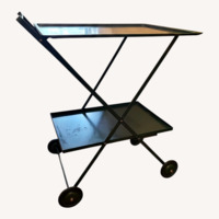 Vintage/Antique Green Metal Bar Cart