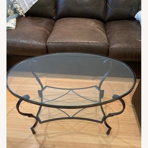 Used Pier 1 Imports Chasca Glass Coffee Table for sale on AptDeco