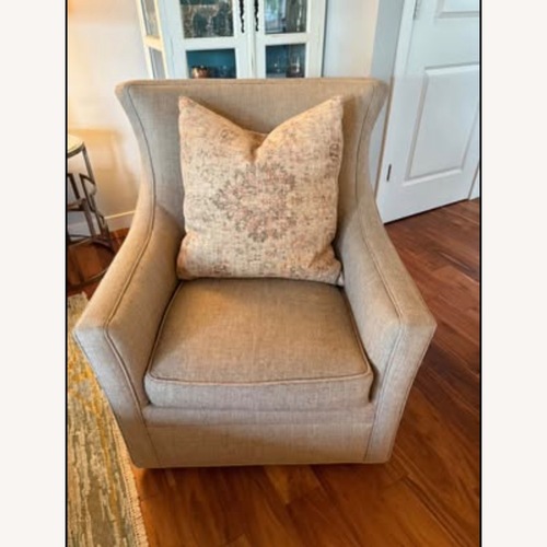 Used Jessica Charles Natural Fabric Swivel Chair for sale on AptDeco