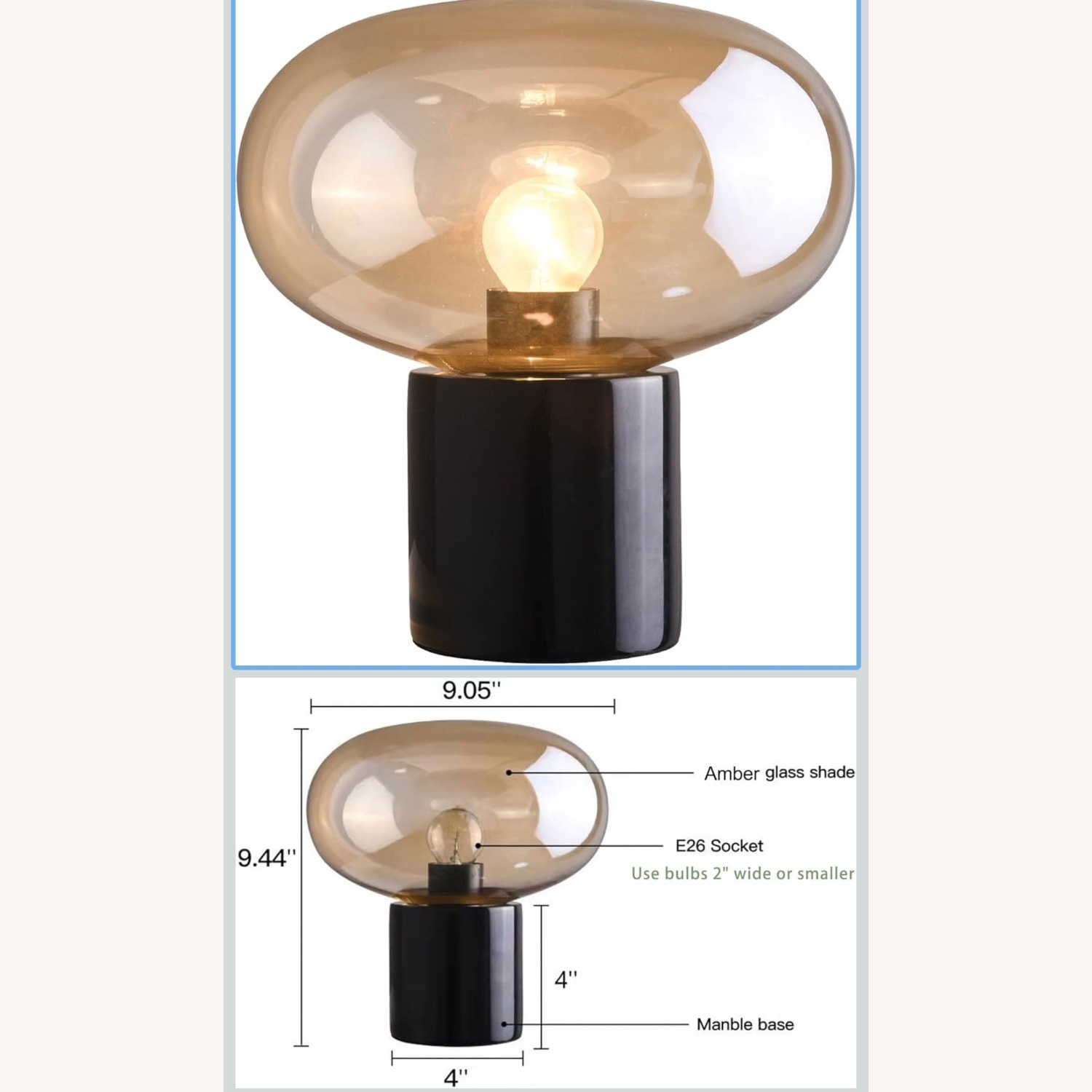 Marble Glass Table Lamp Art Deco Modern - image-3