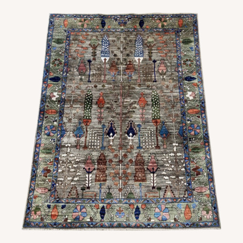 Used Light Gray Wool Small Rug 5' x 8' for sale on AptDeco