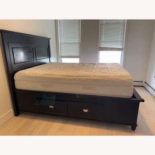 Used Bob's Discount Furniture Black Wood Queen Bed for sale on AptDeco