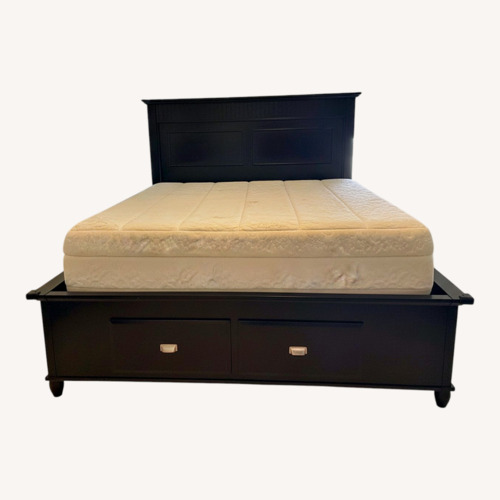 Used Bob's Discount Furniture Black Wood Queen Bed for sale on AptDeco