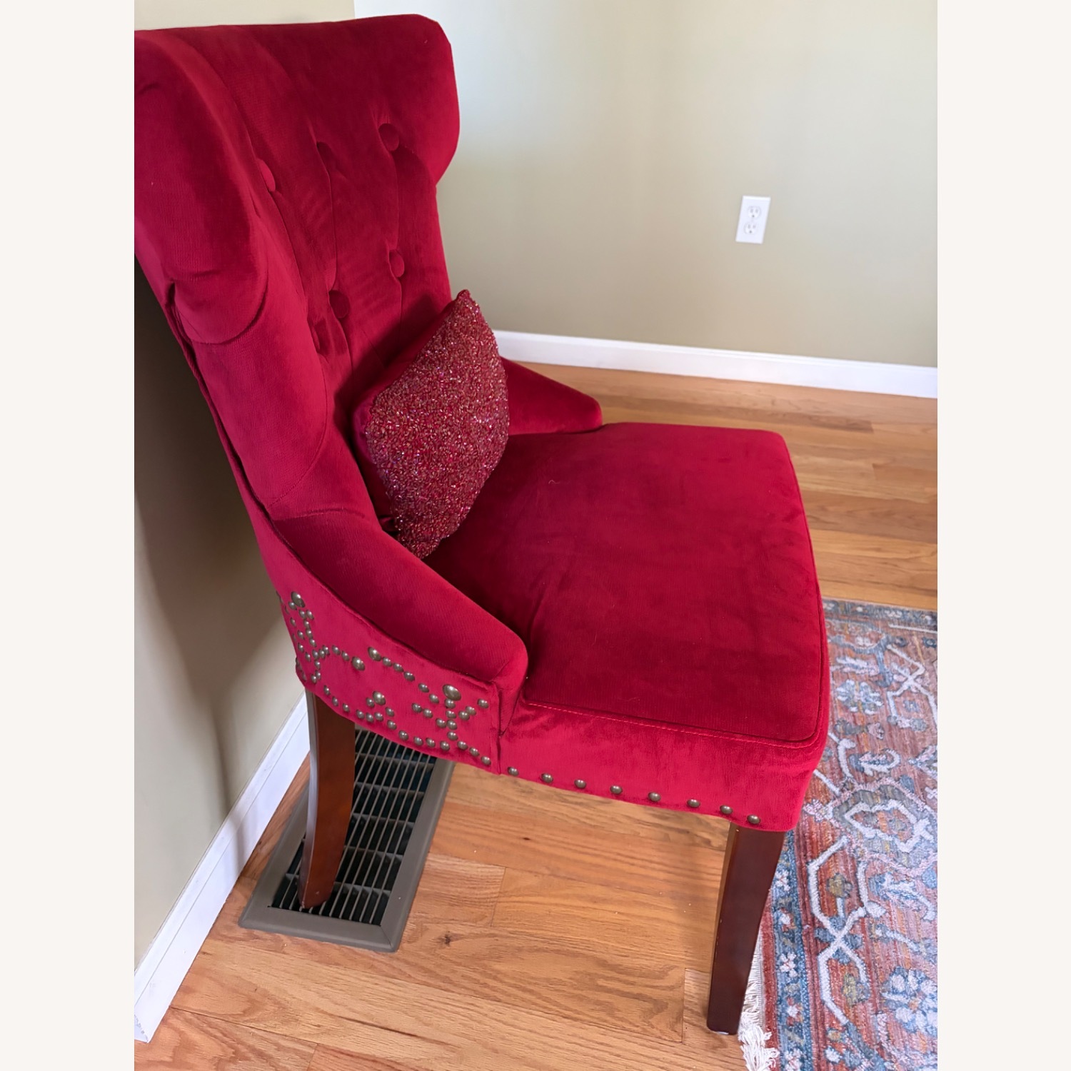 Pier 1 Imports Hourglass Red Velvet Accent Chair - image-2