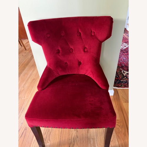 Used Pier 1 Imports Hourglass Red Velvet Accent Chair for sale on AptDeco