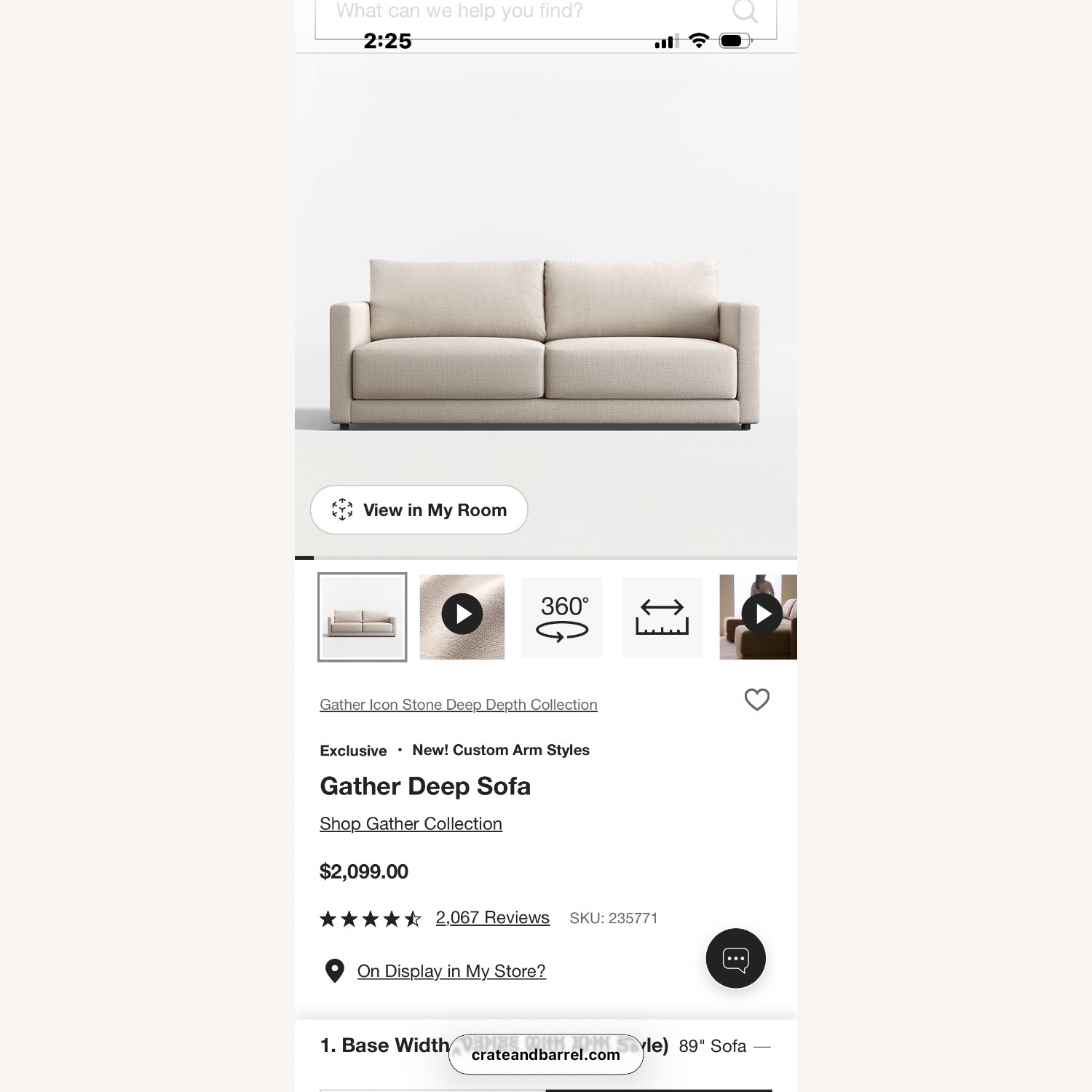 Crate & Barrel Natural 2 Seater Sofa - image-5