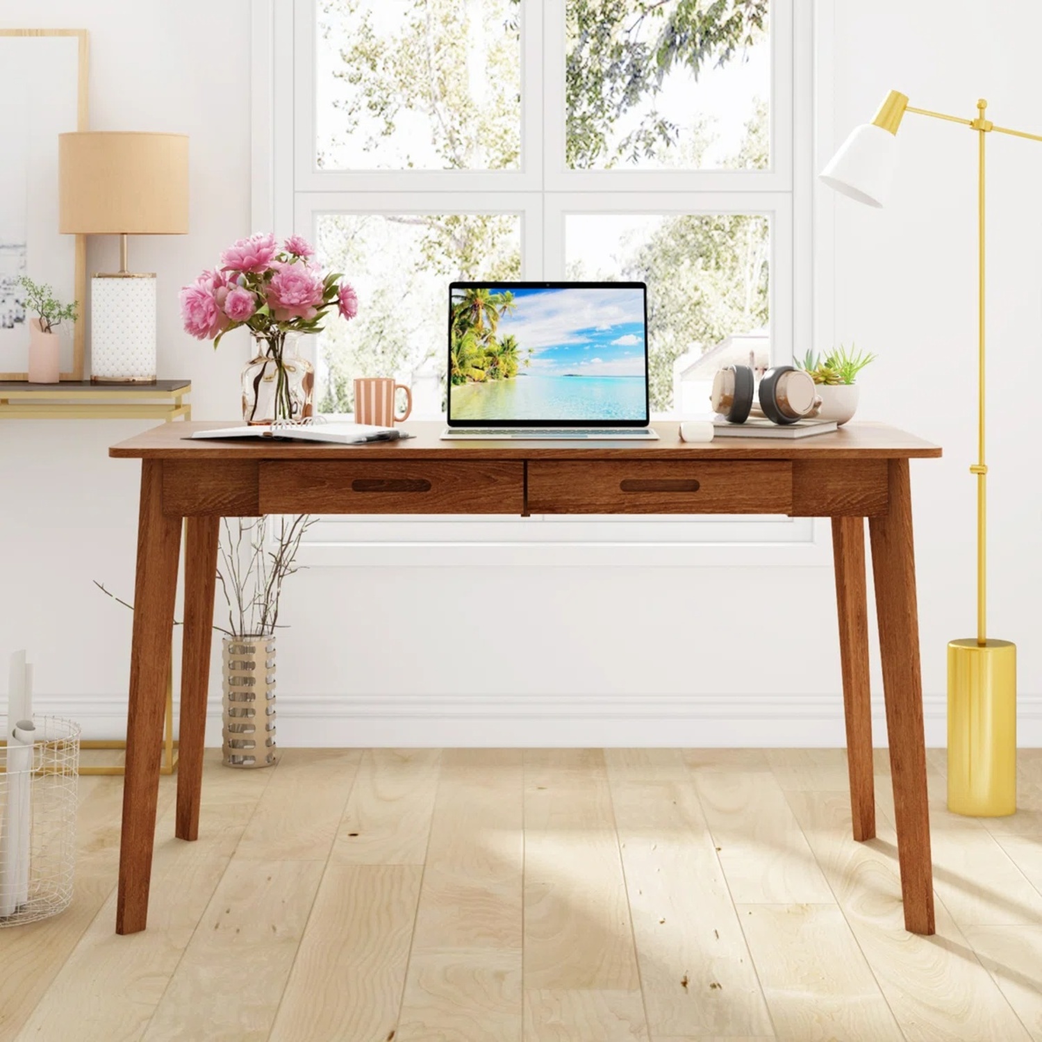 Wayfair Light Brown Wood Desk - image-4