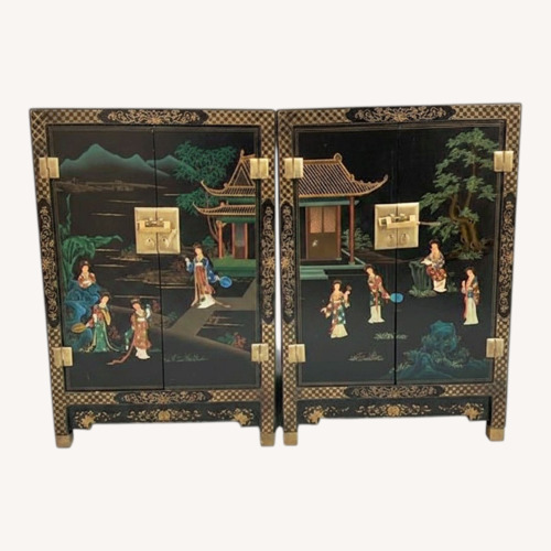 Used Vintage Asian Hand Painted Asian 2 Cabinets  for sale on AptDeco