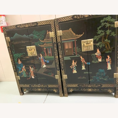 Used Vintage Asian Hand Painted Asian 2 Cabinets  for sale on AptDeco