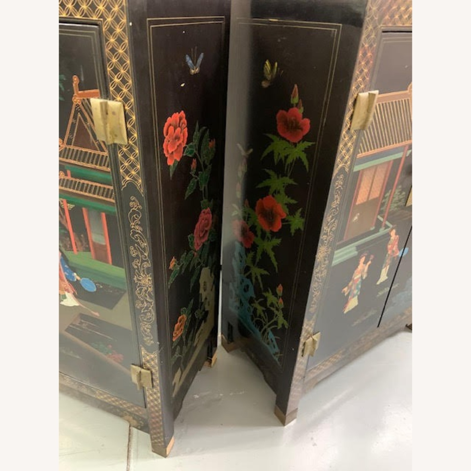 Vintage Asian Hand Painted Asian 2 Cabinets  - image-2