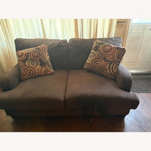Used Bob's Discount Furniture Dark Brown Loveseat for sale on AptDeco