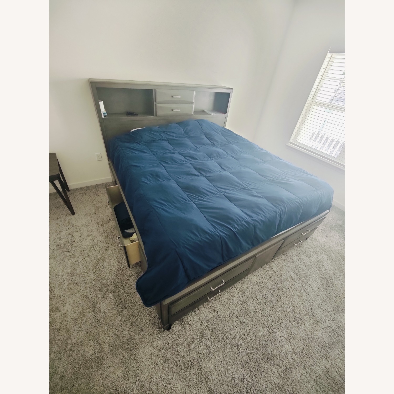 Ashley Furniture Dark Brown Wood King Bed - image-2