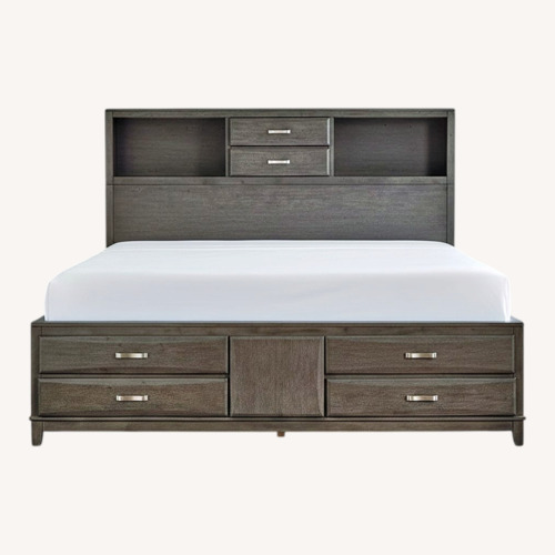 Used Ashley Furniture Dark Brown Wood King Bed for sale on AptDeco