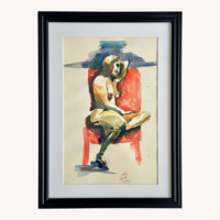 Vintage Watercolor Nude Study 4