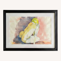 Vintage Watercolor Nude Study 3
