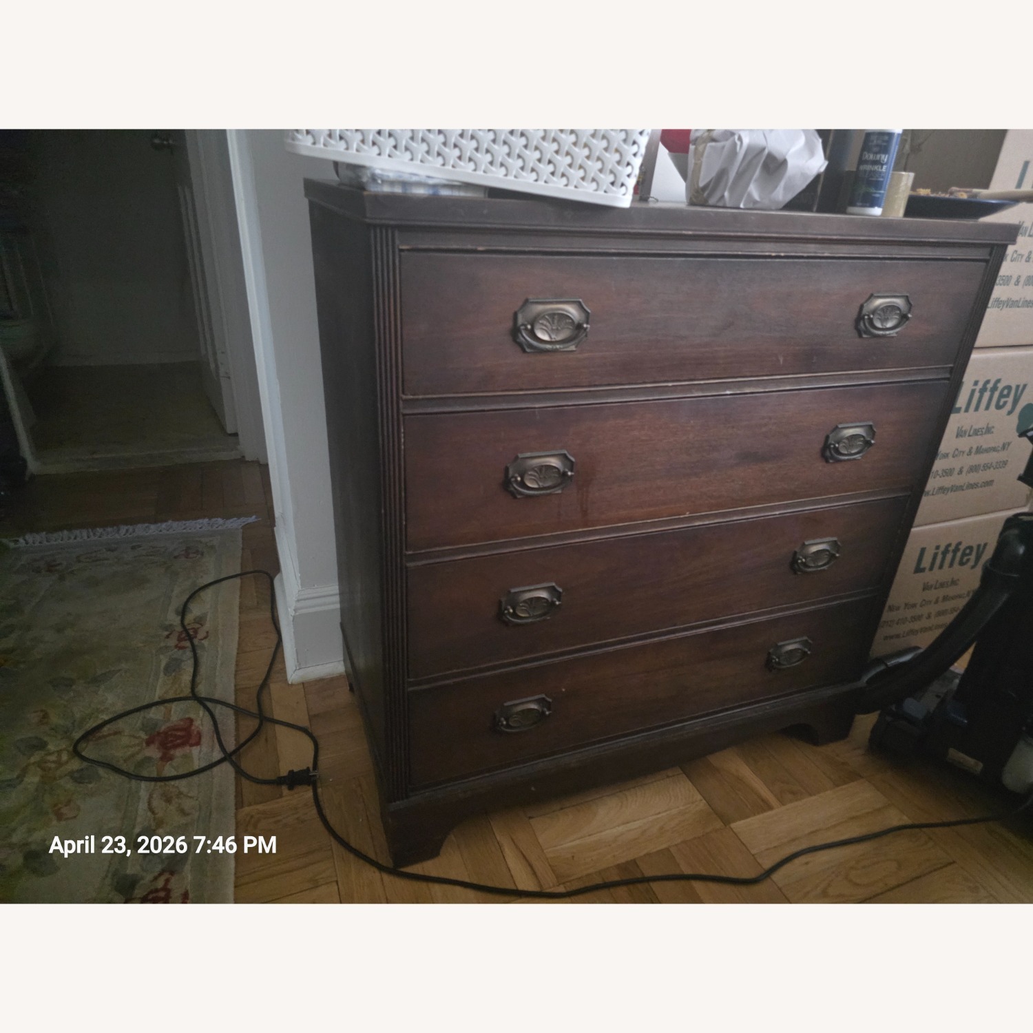 Antique Dark Brown Wood Dresser - image-2