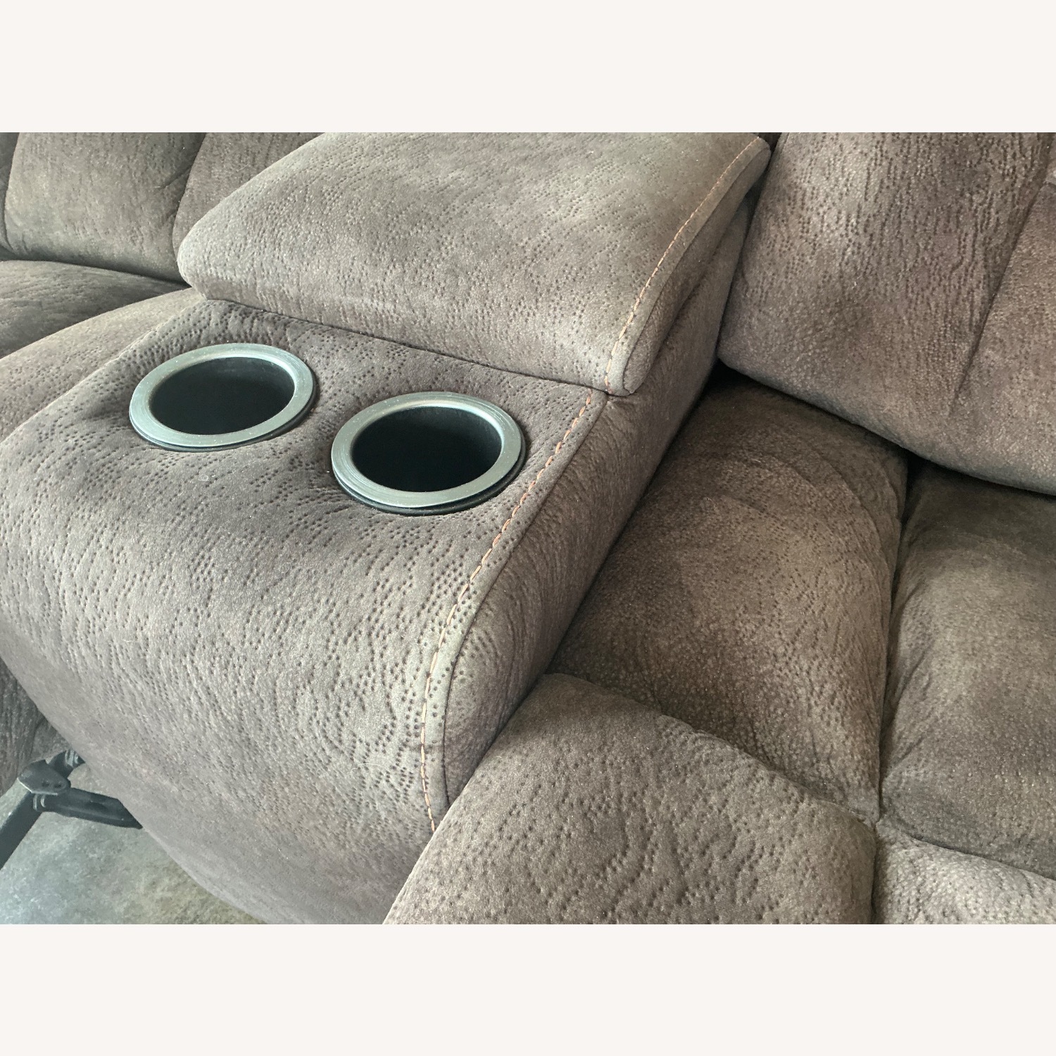 Dark Brown Power Fabric HeadRest/Recliner Loveseat - image-4