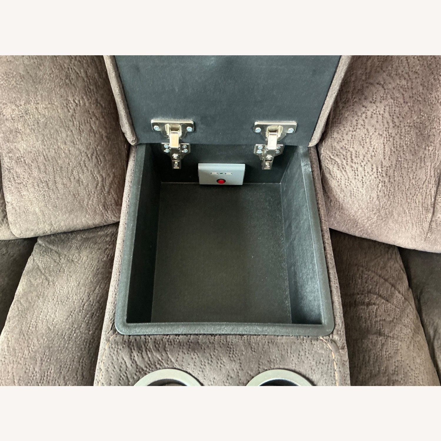 Dark Brown Power Fabric HeadRest/Recliner Loveseat - image-5