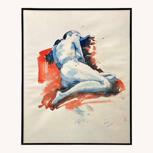 Used Vintage Watercolor Nude Study 1 for sale on AptDeco