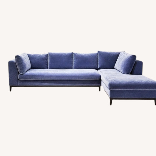Used Kravet Custom Blue Mohair 2 Piece Sectional for sale on AptDeco
