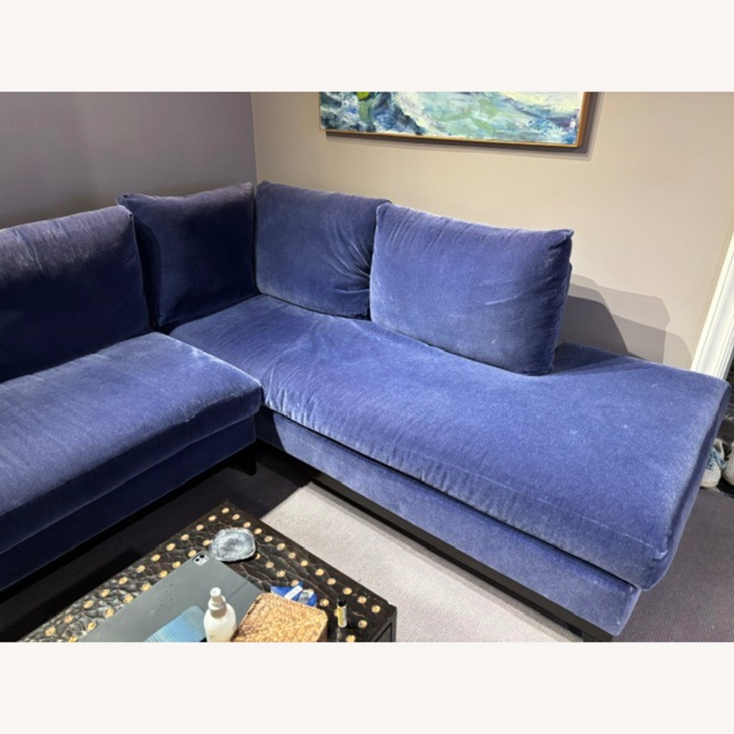 Kravet Custom Blue Mohair 2 Piece Sectional - image-12