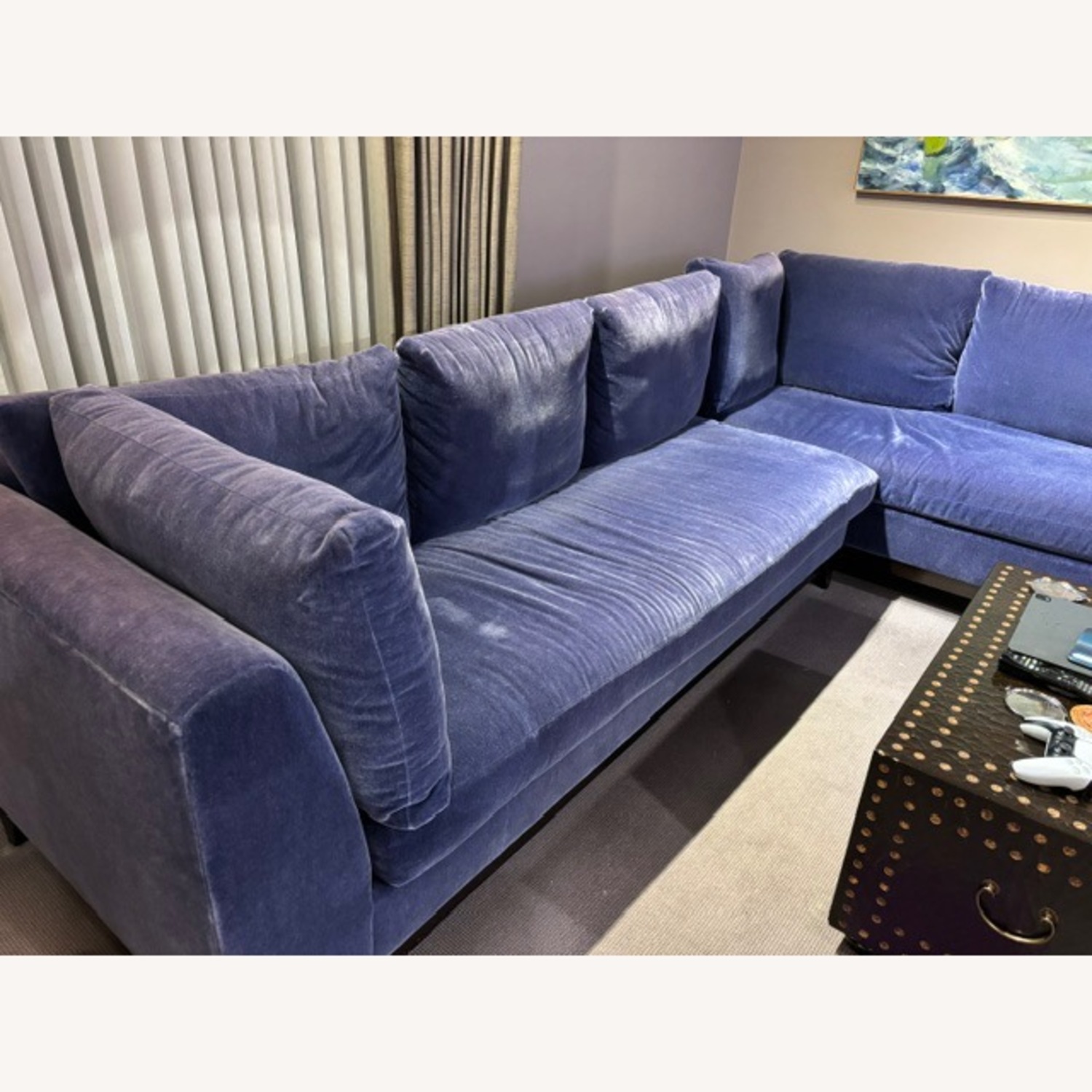 Kravet Custom Blue Mohair 2 Piece Sectional - image-1