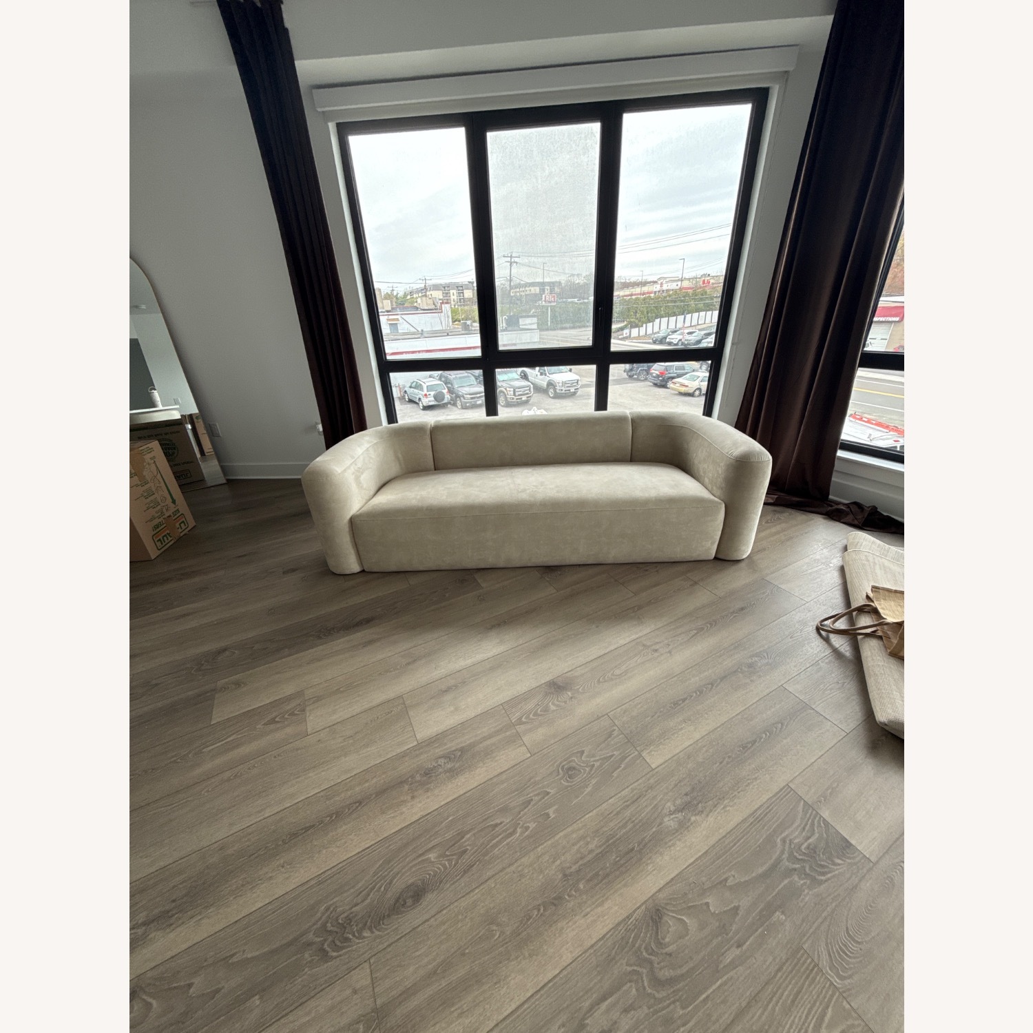 Amazon Acanva Natural Velvet 3+ Seater Sofa - image-2