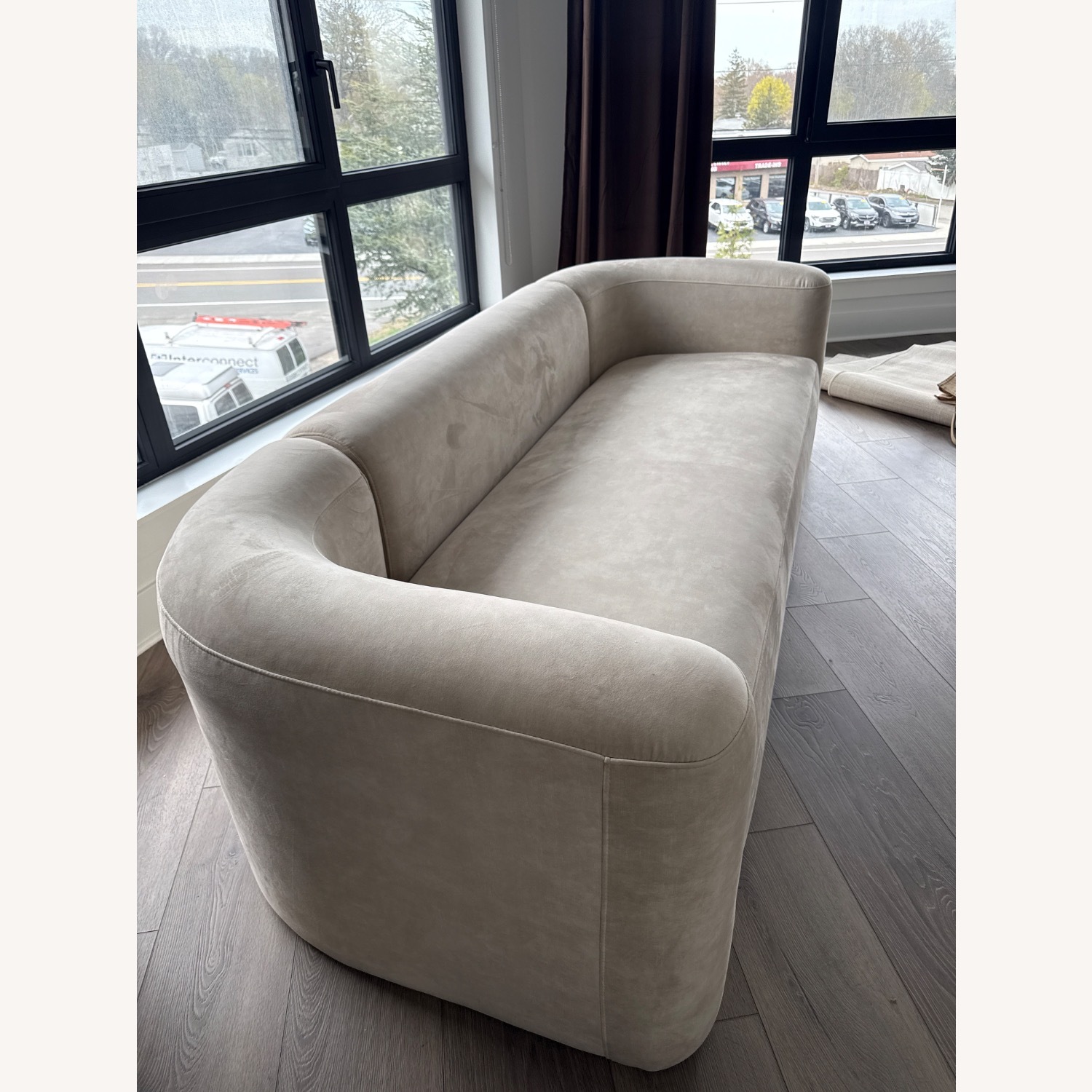 Amazon Acanva Natural Velvet 3+ Seater Sofa - image-3