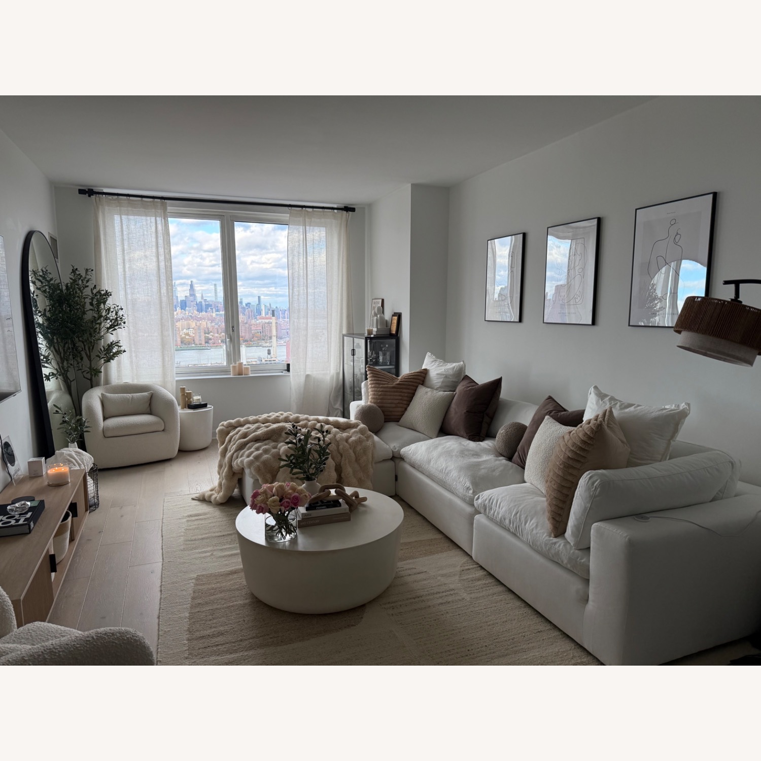 Boucle Swivel Barrel Chair Ivory - image-2