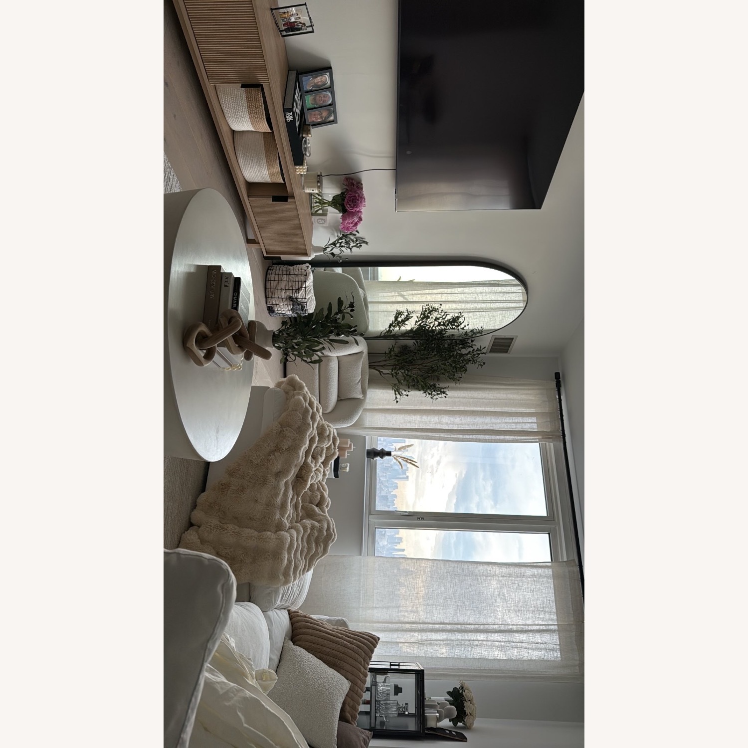 Boucle Swivel Barrel Chair Ivory - image-3