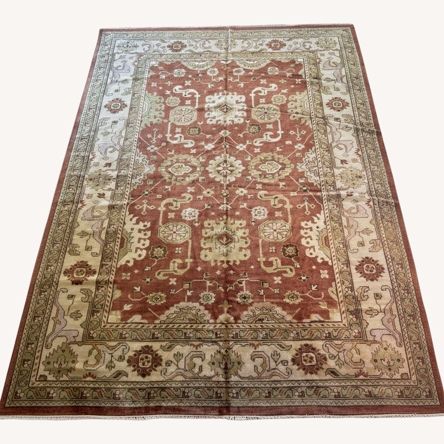 Orange Wool Area Rug 10' x 14' - image-9