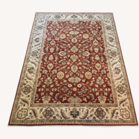 Traditional Red Wool Area Rug 8.6 x 11.6