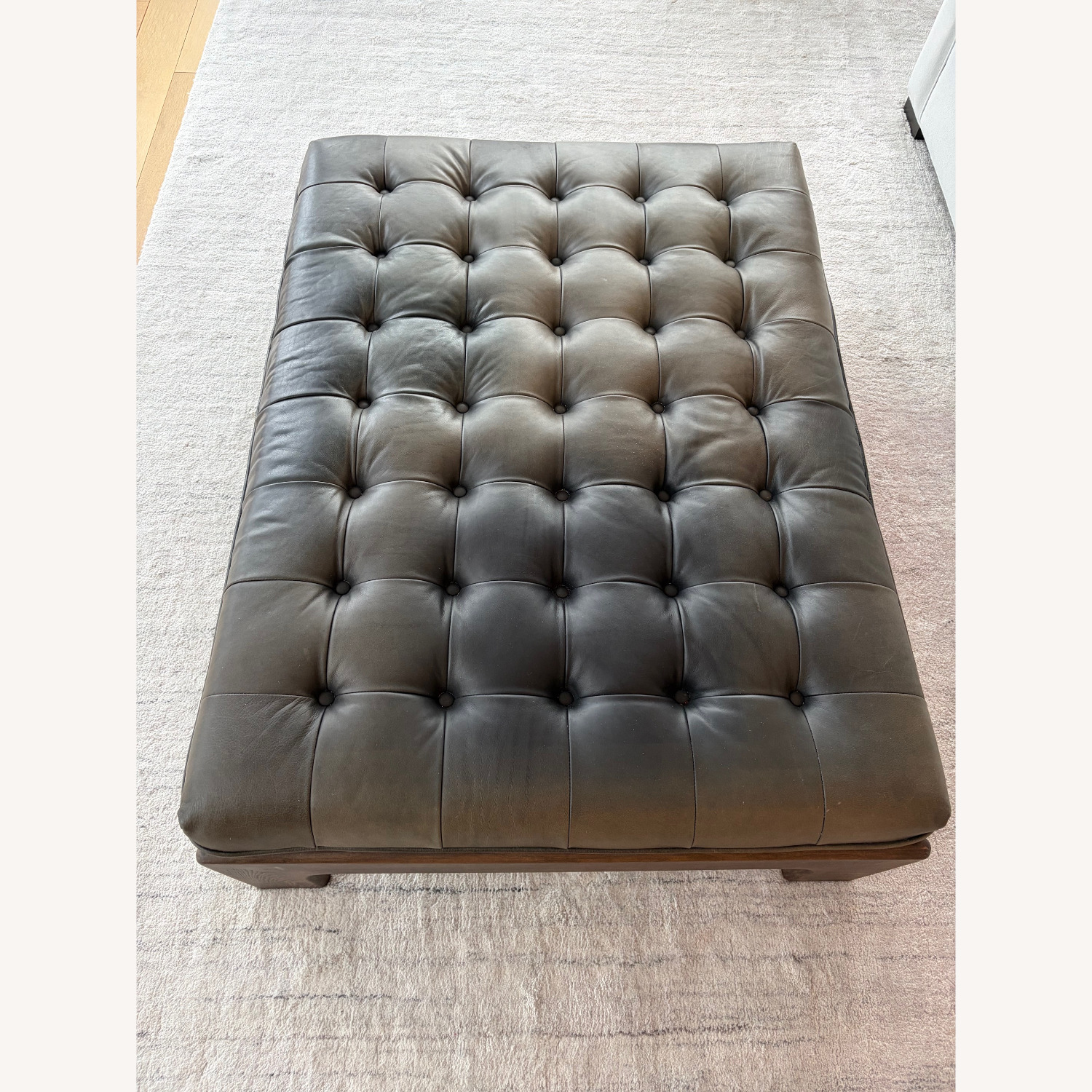 Four Hands Halston Cocktail Black Leather Ottoman - image-3