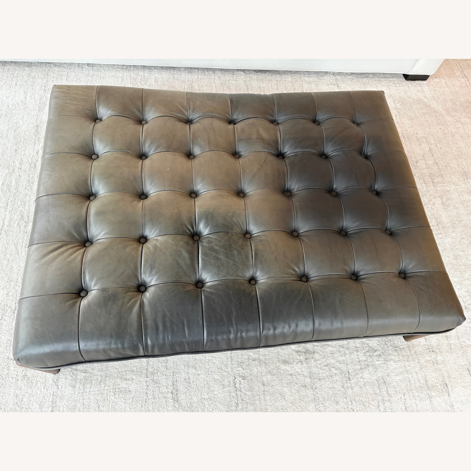 Four Hands Halston Cocktail Black Leather Ottoman - image-2