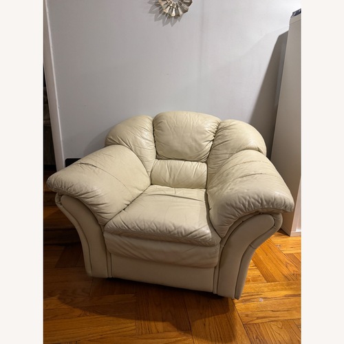 Used Natural Faux Leather Loveseat for sale on AptDeco