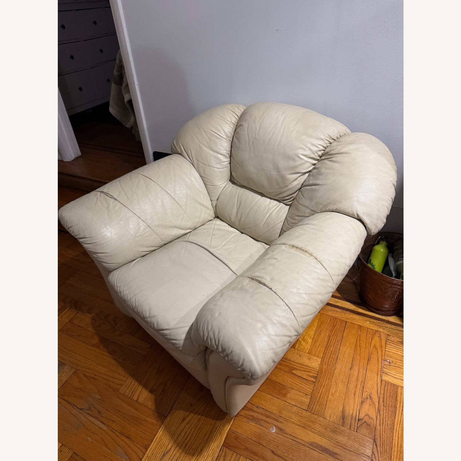 Natural Faux Leather Loveseat - image-3