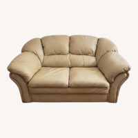 Natural Faux Leather Loveseat